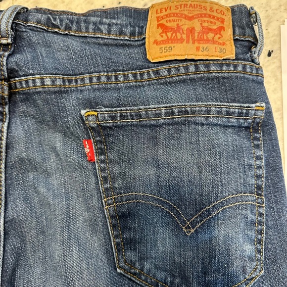 Levis 559 Mens Relaxed Straight Leg Jeans Dark Wash Blue Stretch 36x30 - Picture 9 of 9